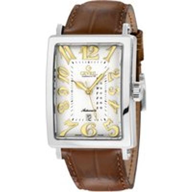 Avenue of America's SS Case, Silver/Gold Dial, Genuine Italian Handmade Leather Strap - Brown - One Size