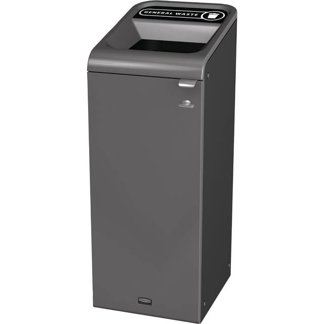 Rubbermaid Configure Recycling Bin with General Waste Label Black 57L