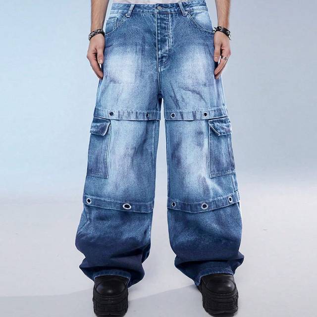 Manfinity Men&#39;s Casual Street Denim Jeans With Pockets And Buttons