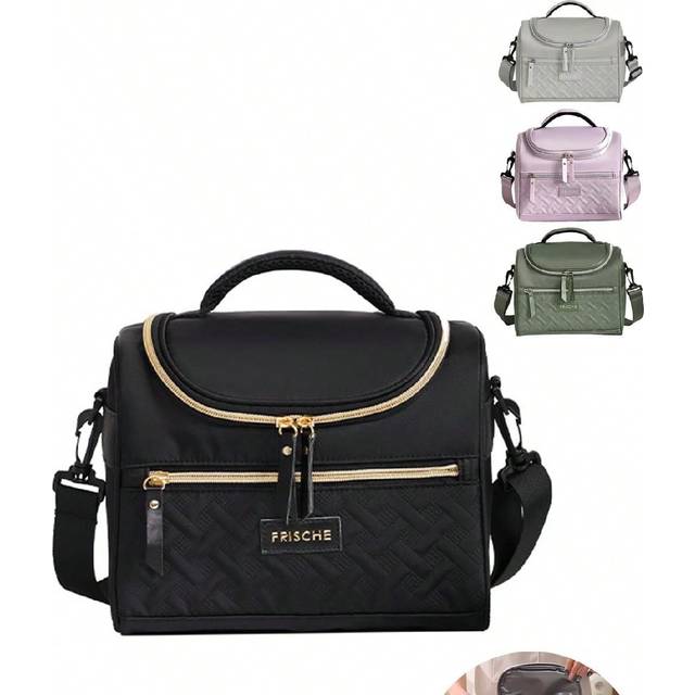 SHEIN 1 Pc Lunch Bag For Women Portable Insulated Lunch Box With Shoulder Strap High-Value Lunchbox Bag For Office Workers Packing Lunch Bento Bag Resuable