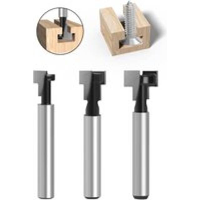 Alwaysh - 6mm T-Slot Router Bit, T-Slot Router Bits, 3Pcs (8/9.52/12.7mm) Milling Cutter Shank with Blade Woodworking Cutters for Power Tools