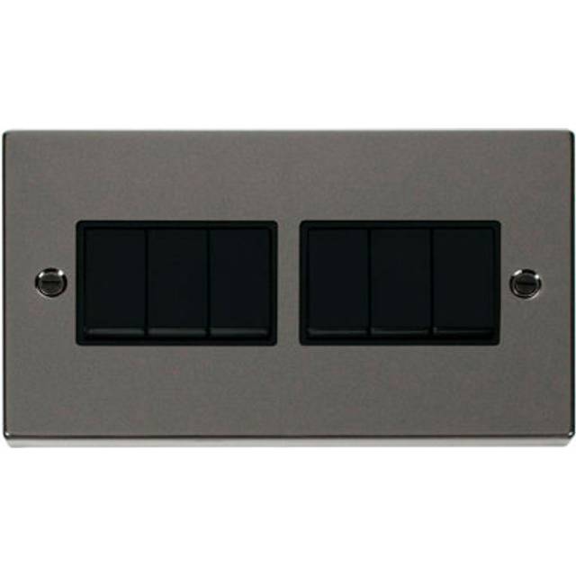 Se Home - Black Nickel 10A 6 Gang 2 Way Light Switch - Black Trim