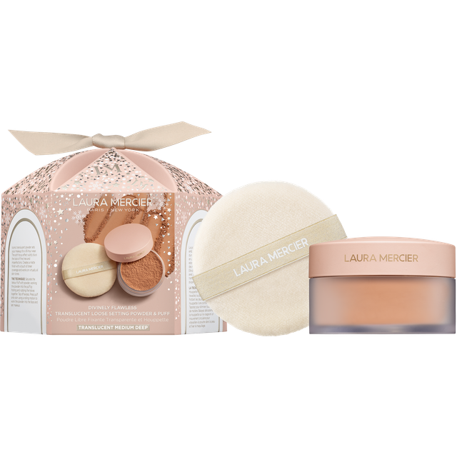 Laura Mercier Translucent Loose Setting Powder & Puff Set Divinely Flawless: 24 HR Shine Control  Soft Matte Finish  Long Lasting Wear  Best for Norma