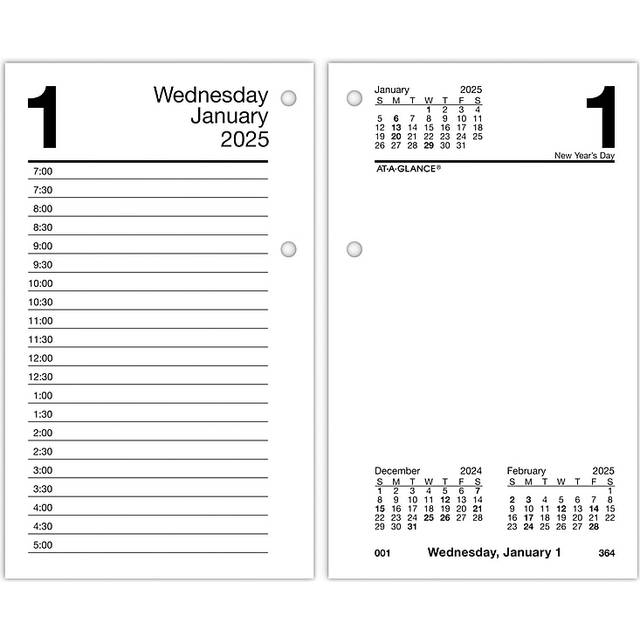 "AT-A-GLANCE 2025 Desk Calendar Refill  Daily  3-1/2"""""""" x 6""""""""  Standard  Loose-Leaf  Recycled (E717R5025)"