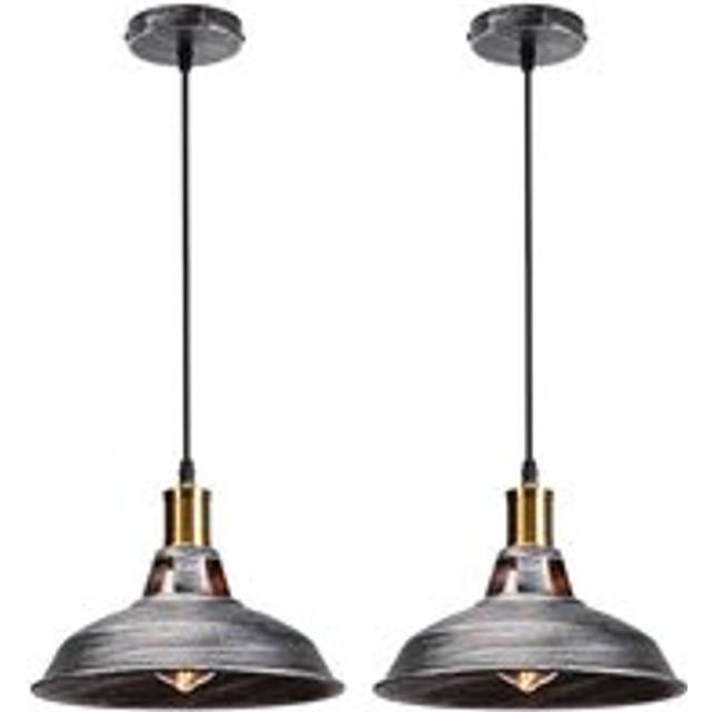 Norcks - Vintage Pendant Lights Retro Pendant Light Creative Vintage Ceiling Light For Kitchen Farmhouse Hallway Indoor Silver (2PCS)