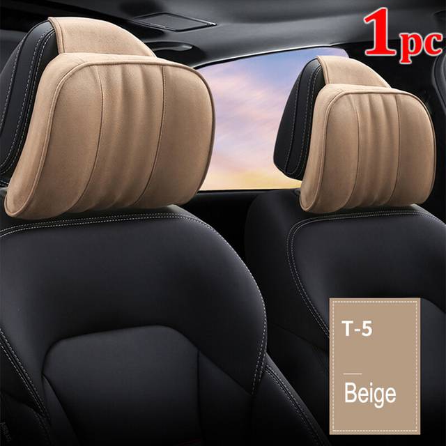 (Camel) Car Headrest Maybach S-Class Ultra Soft Pillow Suede Fabric Comfortable