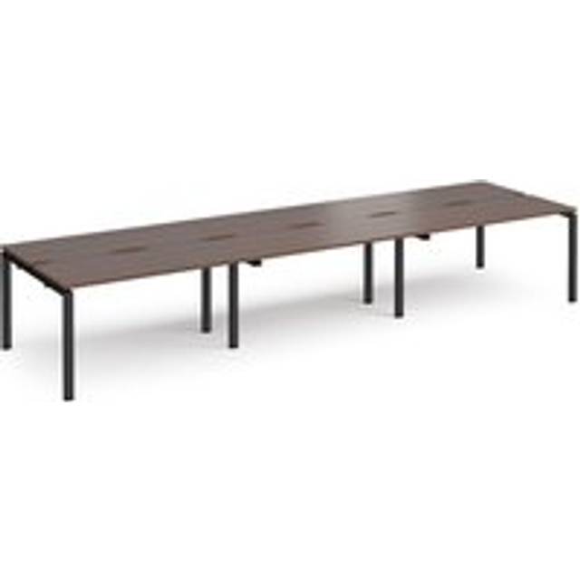 Bench Desk | 6 Person Rectangular Desks 4200mm | Walnut Tops With Black Frames | 1200mm Depth | Adapt