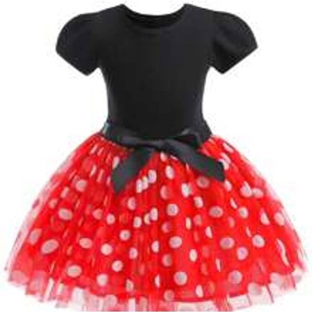 SHEIN Young Girl Summer Polka Dot Print Short Sleeve Princess Dress