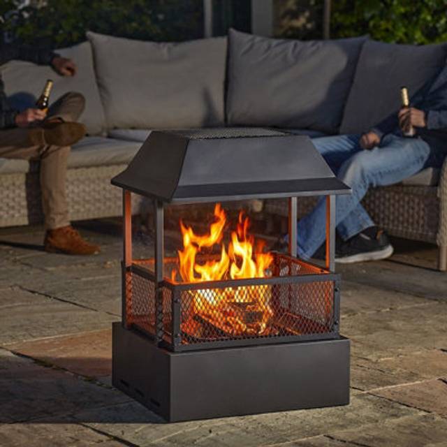 Black Heat Haze Fireplace Style Fire Pit - Outdoor Wood Log Burner - One Size