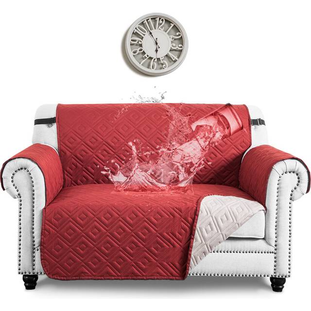 (2 Seater Sofa Cover, Burgundy-Beige) 1 2 3 Seater Sofa Covers Furniture & Pet Protector