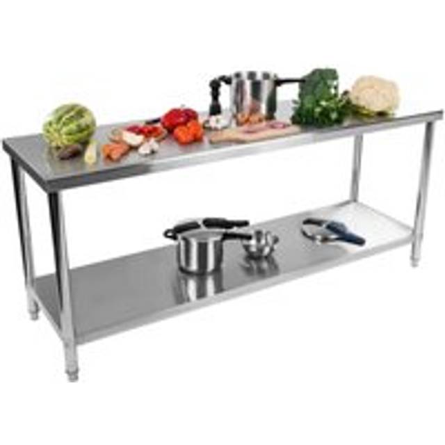 Stainless Steel Work Table With Shelf Kitchen Worktop Food Prep 195Kg 200X60Cm