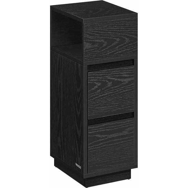 Slim Bedside Table with 2 Drawers, Ebony Black / 1