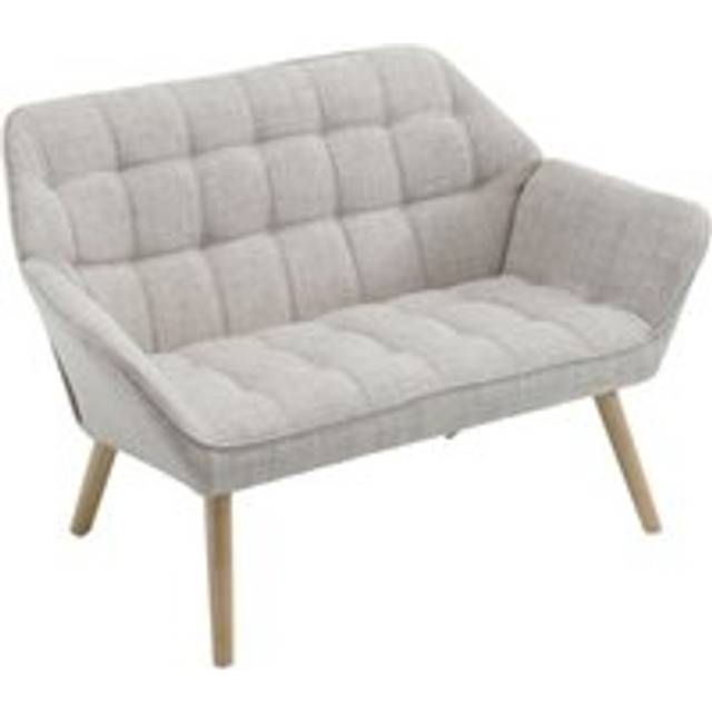 2 Seater Sofa in Linen Modern Upholstered Couch Comfortable Padded Loveseat Sofa with Wood Legs for Bedroom Living Room, Beige, Wahson