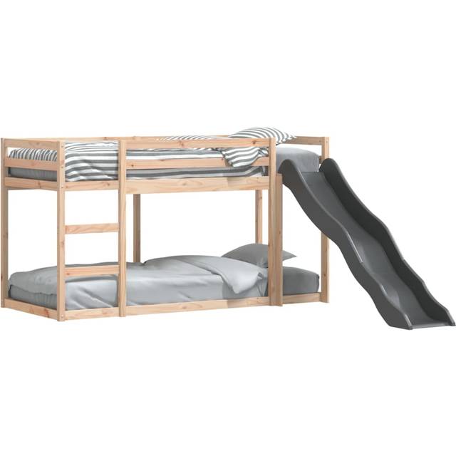 vidaXL Bunk Bed with Slide&Ladder without Mattress 90x200 cm - Brown