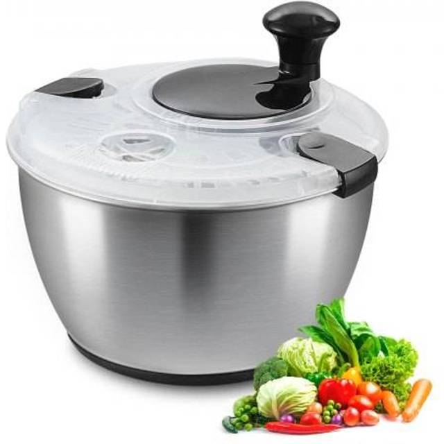 Vevor BXGKSLXZQ304P4FP6V0 4.75 qt. Stainless Steel Salad Spinner 1-Handed Easy Press Large Vegetable Dryer Washer, Lettuce Cleaner & Dryer