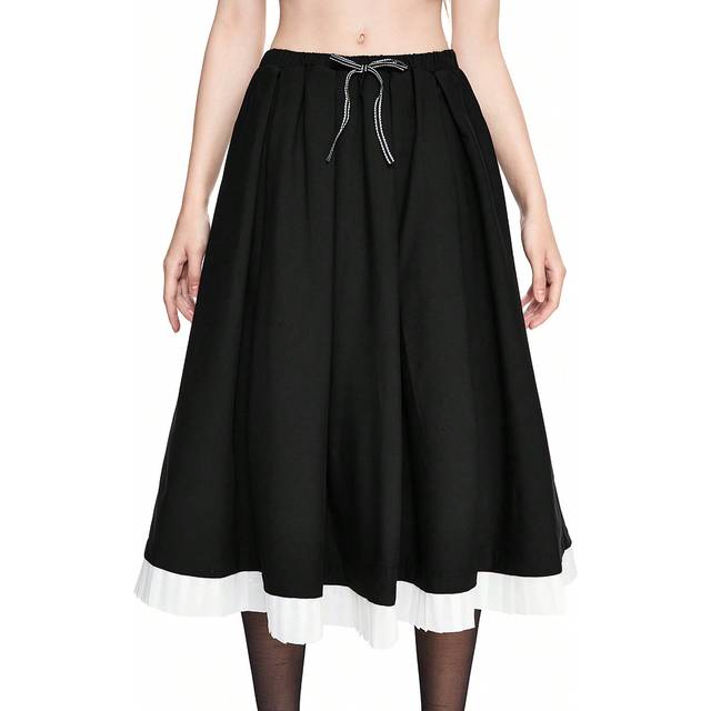 ROMWE Women&#39;s Plaid  Style Pleated Skirt With Ribbon Bow Tie 2 In 1 Back To School Skirt