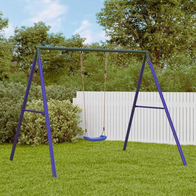 vidaXL Swing Frame for Outdoor with 2 Hanging Hooks Blue Steel, Blue