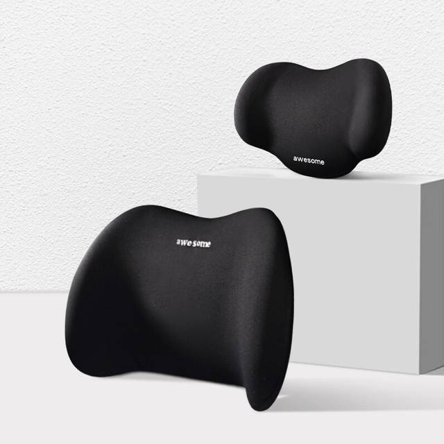 (set 1) Car Headrest Neck Pillow Cushion Memory Foam Lumbar Support Headrest Pillow