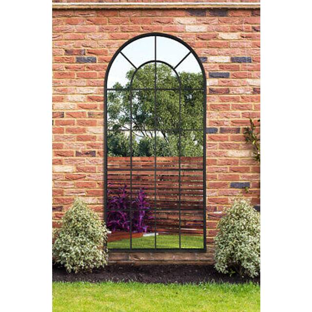 Black Framed Arched Window Garden Mirror 71" X 33.5" (180x85CM) - 1 Pack