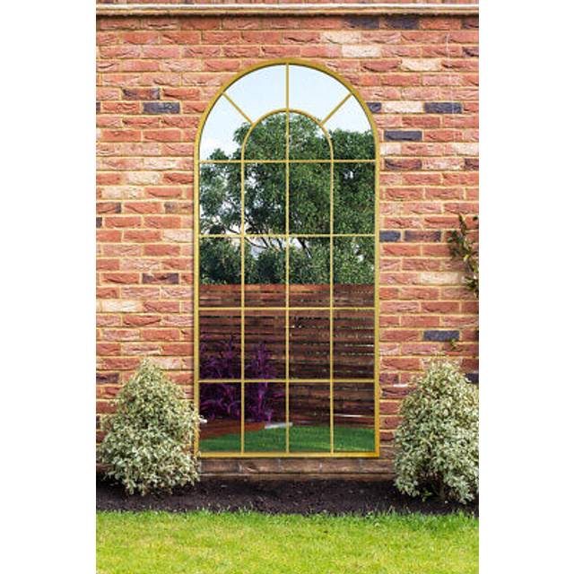 Extra large leaner wall garden mirror gold framed arched 5ft9 x 2ft8 (180x85cm)