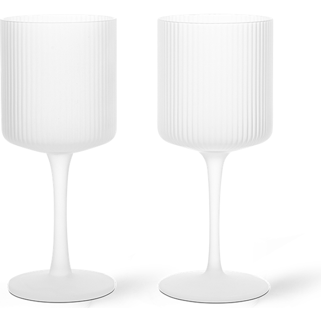 Ferm Living Ripple vitvinsglas 26 cl 2-pack Frosted