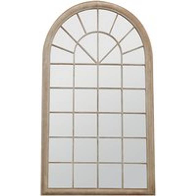Vintage Style Decorative Tall Round Arch Mirror Bathroom, Bedroom, Hallway Window Mirror H131cm x W75cm - Beige - Large