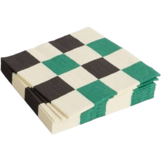 Pattern Napkins 16x16 cm, Black / Green / Off-white
