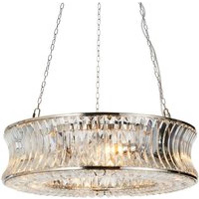 Merano Vittoria Crystal and Clear Glass Bright Nickel Plate Pendant Ceiling Light - Grey - 61 x 61 x 166cm