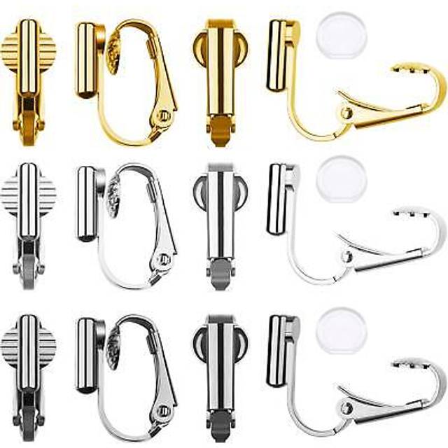 30 Pieces Clip-on Earrings Converter Components with Post for Non-Pierced Ears 3 Colors and Comfort Earring Pads(Style D  30 Pieces)