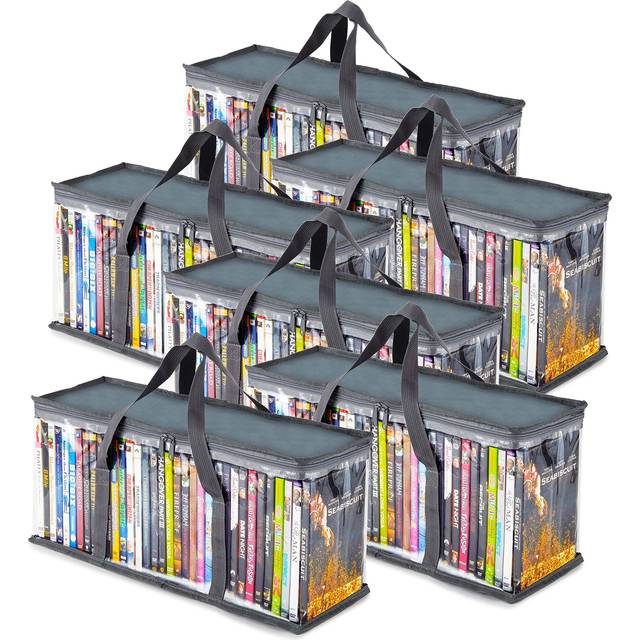 Stock Your Home DVD Storage Bags (Set of 6) Media Organizer Bag for DVDs  CDs  Blu Ray Disc  Movie Cases  VHS Box  Video Game Disks  Clear P
