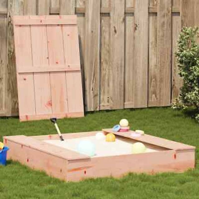 vidaXL Sandpit with Cover Children's Sandbox Sand Pit White Solid Wood Pine