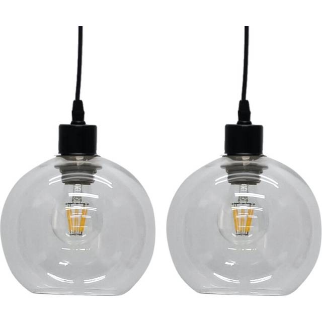 Set of 2 Barnum - Clear Glass Globe Easy Fit Pendant Shades