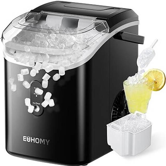 EUHOMY Nugget Ice Maker , Chewable Pellet Ice Machine with Handle, Ready in 6 Mins, 15.5kg/24H