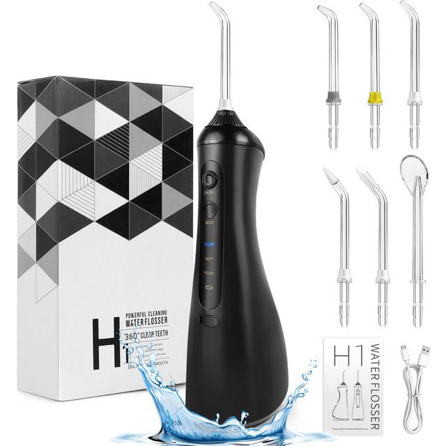 Water Dental Flosser for Teeth Cordless Tooth Flosser with 6 Jet Tips 320ML Tank IPX6 Waterproof Irrigation Cleaner for Travel Home