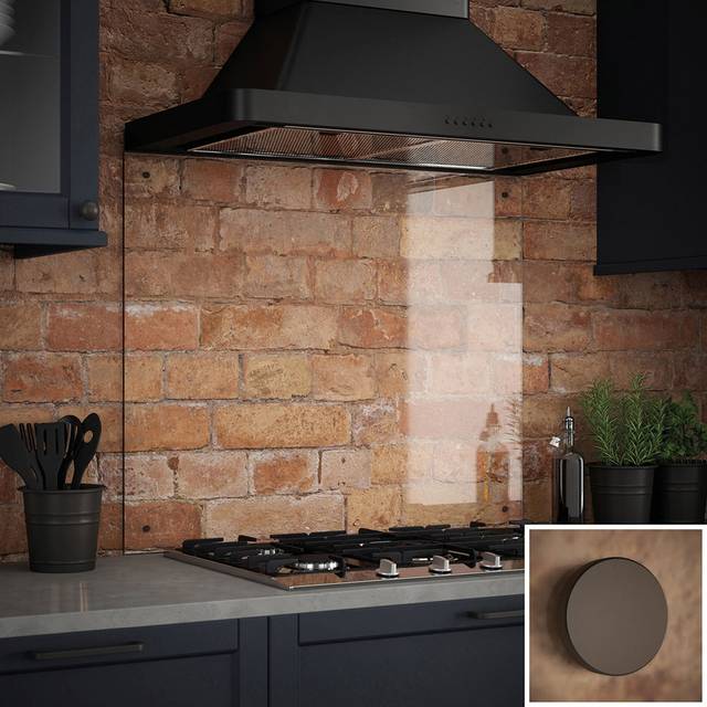 Splashback Glass with Gunmetal Caps 900 x 750mm in Clear