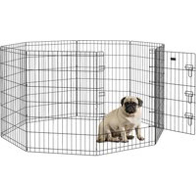 Pawhut 8 Panel Diy Dog Pen With Door, For Dogs, Small Animals, Indoor/outdoor Use, 91cm High
