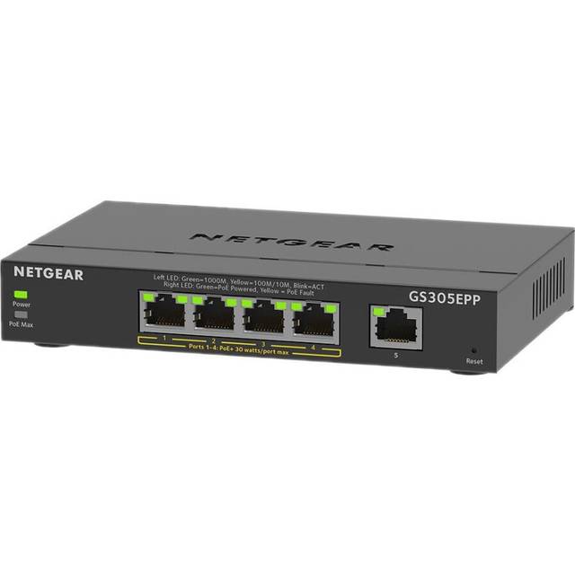 NETGEAR - 5 Port PoE+ Ethernet Plus Gigabit Managed Switch, 120W PoE Budget