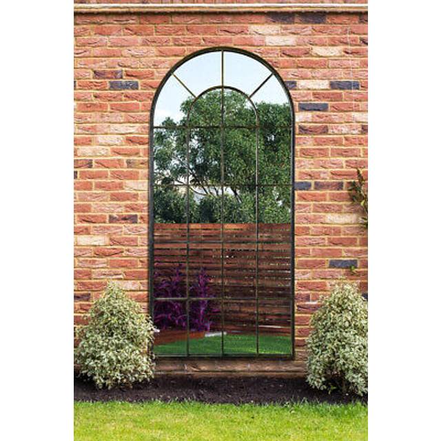 Antique Black Framed Arched Window Garden Mirror 71"x33.5" 180x85CM - 1 Pack