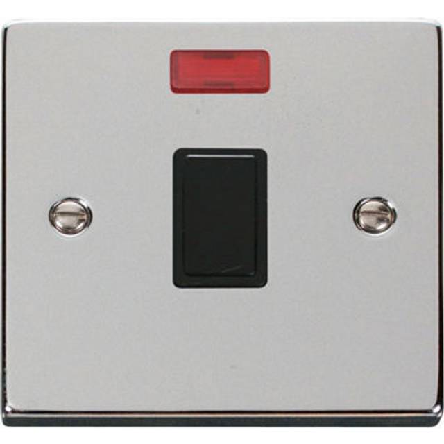 Polished Chrome 1 Gang 20A DP Switch With Neon - Black Trim - SE Home