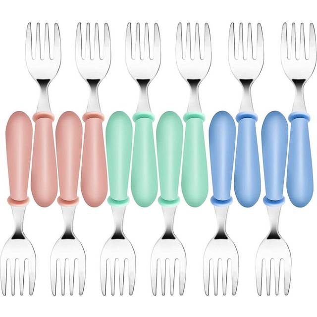 12PCS Toddler Forks Toddler Utensils,Stainless Steel Baby Forks,Kids Silverware Children's Cutlery Set for Self Feeding