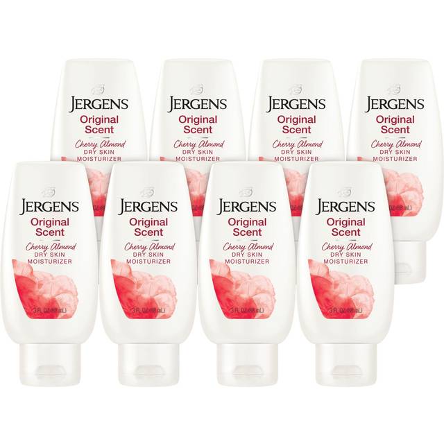 Jergens Original Scent Dry Skin Body Lotion  Hand and Body Moisturizer  Cherry Almond Essence  Dermatologist Tested  3 Oz  Pack of 8
