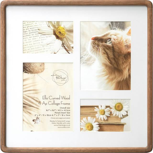 Ella 4 Aperture Neutral Curved Wood Collage Photo Frame 17 x 17 inch - The Port. Co Gallery - Multi