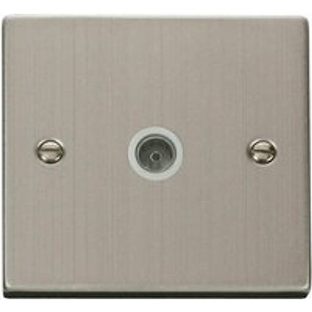 Stainless Steel 1 Gang Single Coaxial tv Socket - White Trim Se Home
