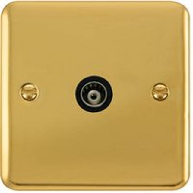 Se Home - Curved Polished Brass Single Isolated Coaxial Socket - Black Trim