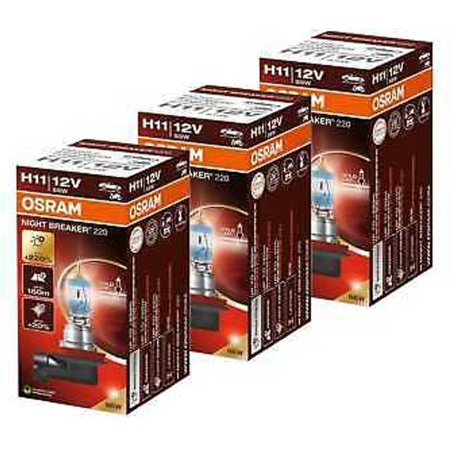 OSRAM NIGHT BREAKER 220, H11, 220% mer ljusstyrka, halogenstrålkastare, 64211NB220, 1 lampa