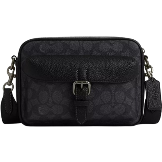 Coach Mens Warner Crossbody in Signature - Charcoal - One Size