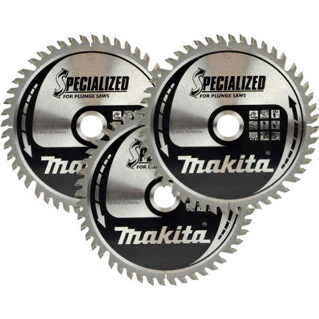 3x Makita B-56708 165mm x 20 48 Teeth Cordless Plunge Saw Blade DSP600 SP6000