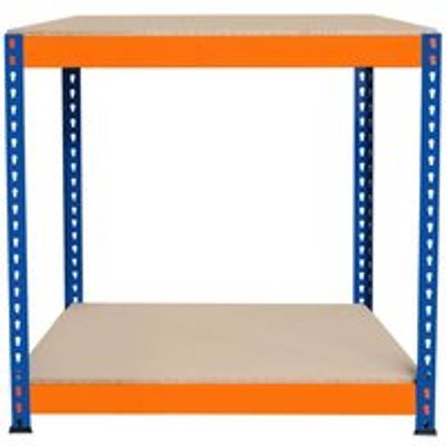 MonsterShop S-Rax 2 Shelf Blue and Orange Workbench 90 x 45cm - 90 x 90 x 45cm