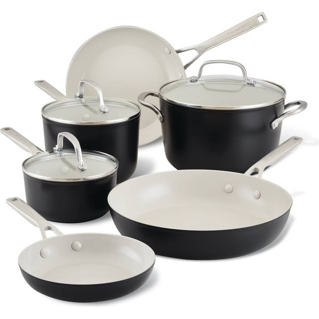 Hard-Anodized Ceramic Nonstick 9-Piece Cookware Set - Empire Red