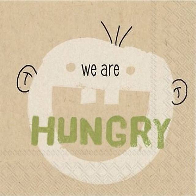 Paper Cocktail Napkins We Are Hungry Beige Party Bbq Disposable 3 Ply Serviettes